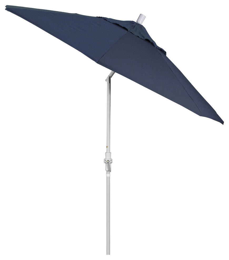 9' Matted White Collar Tilt Crank Lift Aluminum Umbrella, Sunbrella, Spectrum In