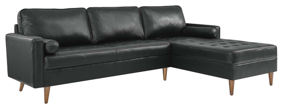 Valour 98" Leather Sectional Sofa, Black
