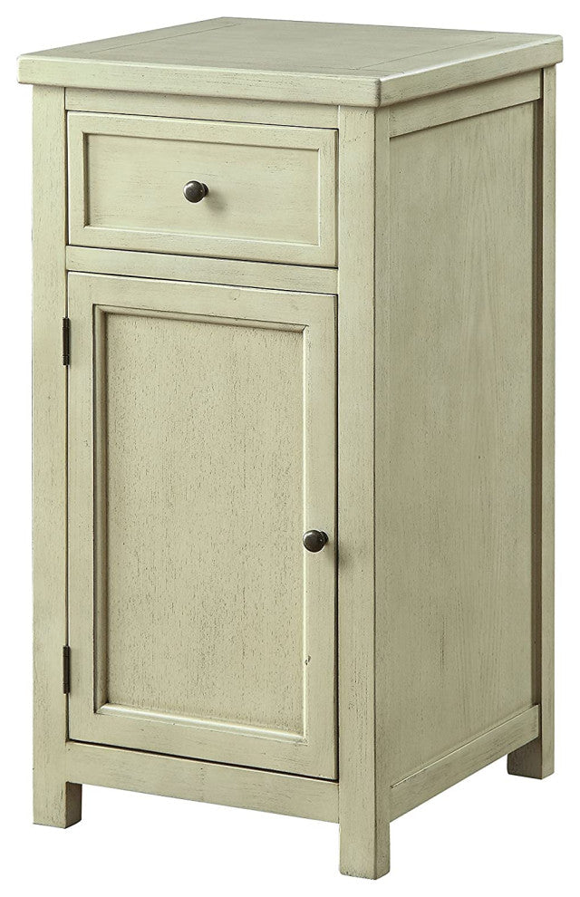 Transitional Side Table, Cabinet & Drawer With Raised Panel Front, White