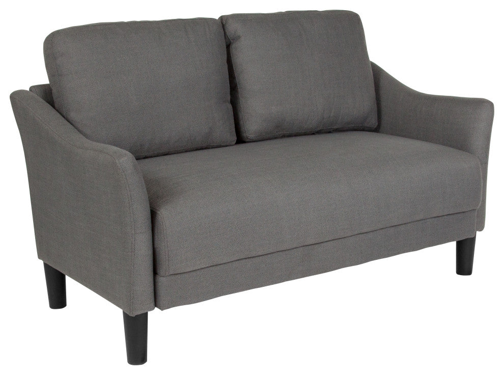 Asti Upholstered Loveseat in Dark Gray Fabric