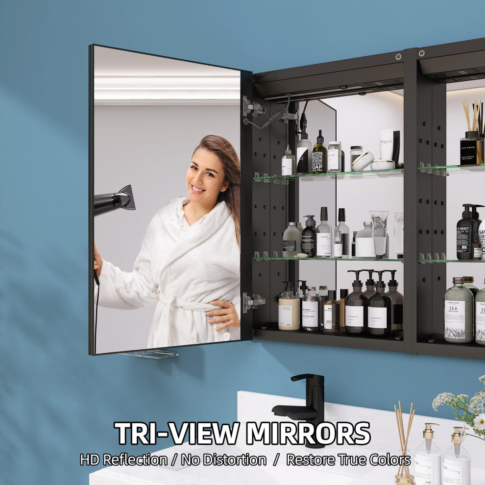 40'' W 30'' H Recessed Frameless Medicine Cabinet Mirror 6 Adjustable