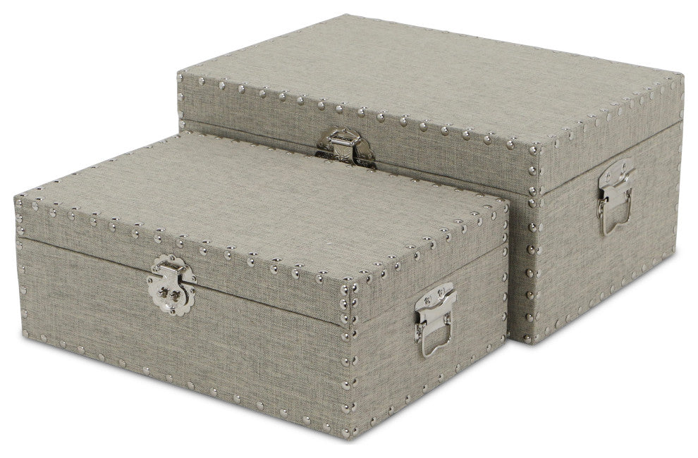 2-Piece Linen Box Set With Metal Studs