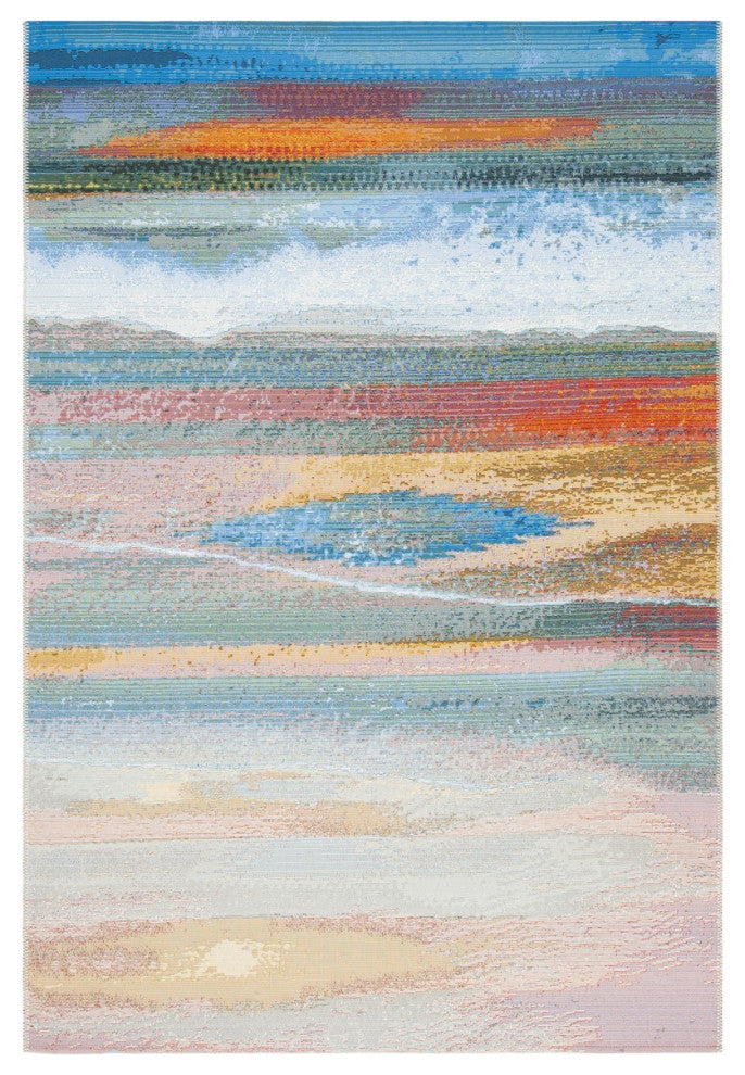 Safavieh Barbados Collection Indoor-Outdoor BAR585 Rug, Light Blue/Pink, 5'3"x7'6"