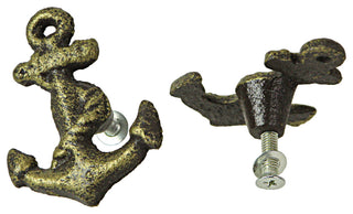 Bronze Cast Iron Ship Anchor Drawer Pull Decorative Cabinet Knob Set of 6