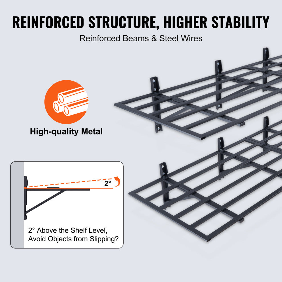 VEVOR 2PCS 6x2 ft '' Garage Storage Shelving Wall Mounted Heavy Duty Shelves Rack
