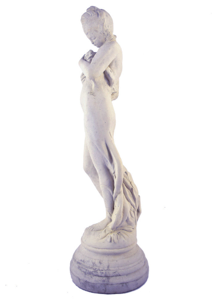 Vintage European-Style 'Gentle Grace' Girl Cast Stone Garden Statue