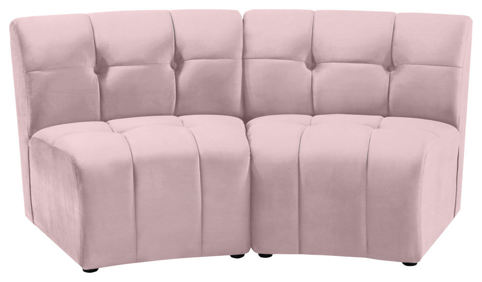 Limitless Velvet Upholstered 2-Piece Modular Sectional, Pink