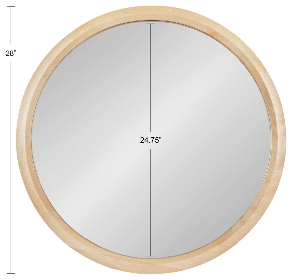 Pao Curved Framed Wood Wall Mirror, Natural, 28"