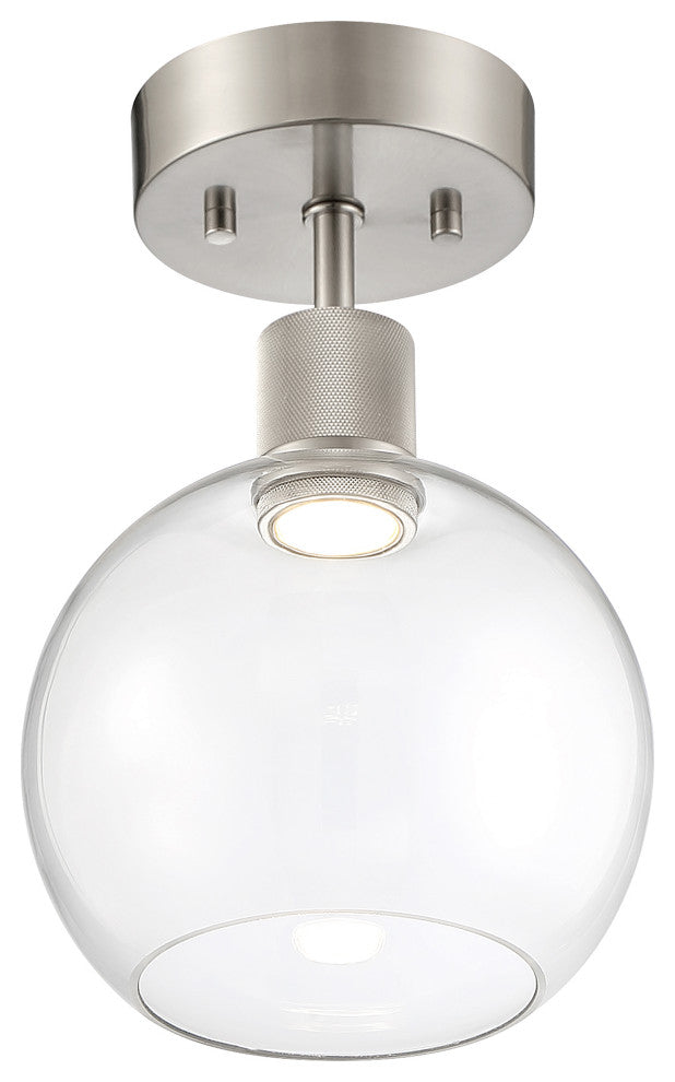 Access Port Nine 1-Light Burgundy LED Semi-Flush Brushed Steel
