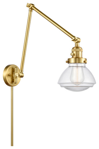 Olean Swing Arm With Switch, Satin Gold, Clear, Clear
