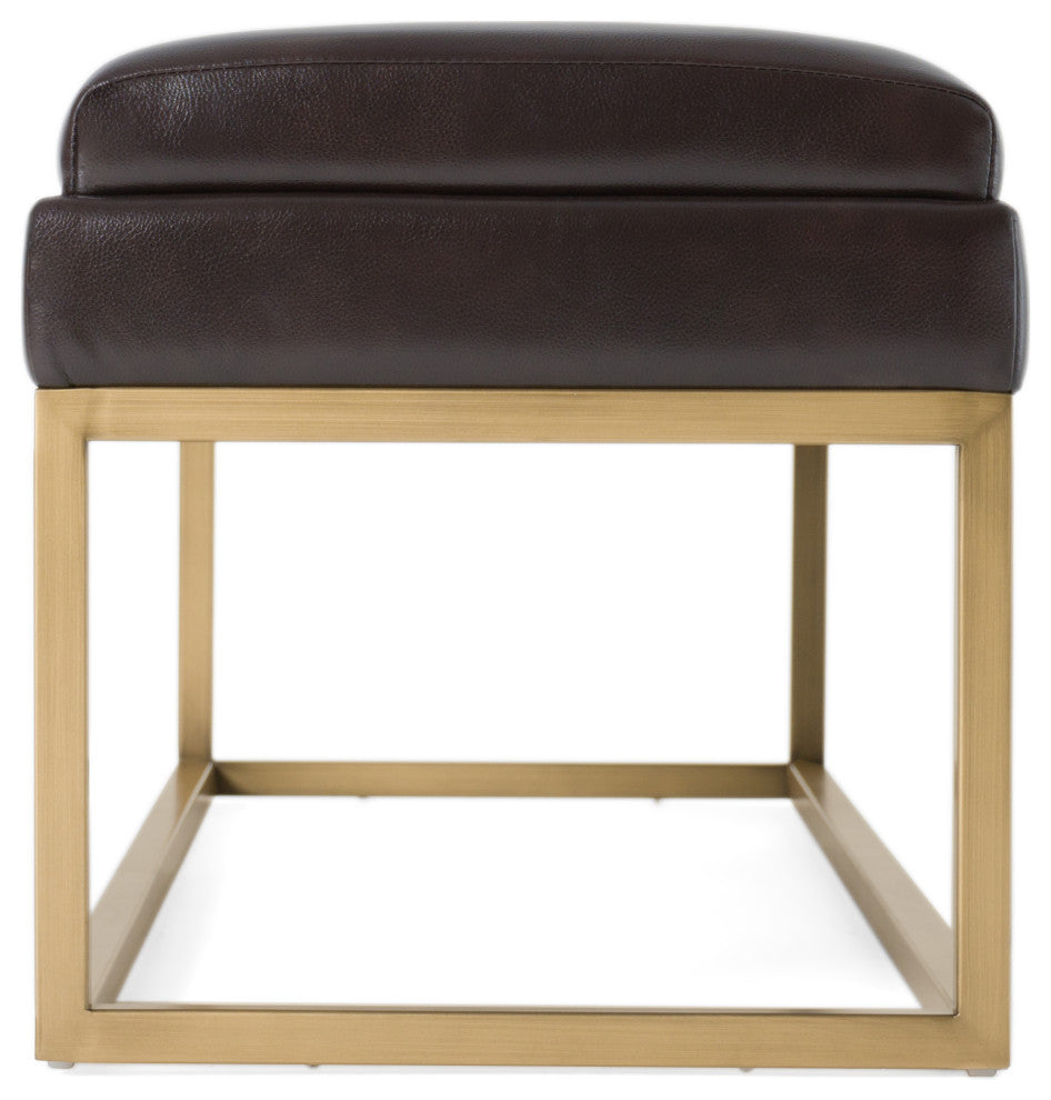 Modrest Bridger Modern Black Vegan Leather + Brass Dining Bench