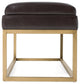 Modrest Bridger Modern Black Vegan Leather + Brass Dining Bench