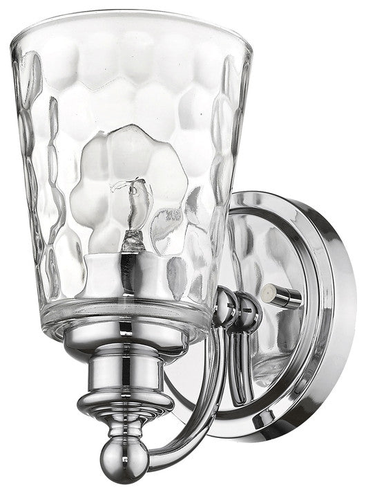 Silver Metal and Pebbled Glass Wall Light