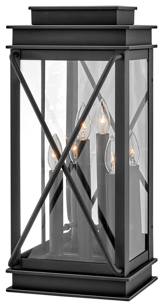 Hinkley Montecito Large Wall Mount Lantern, Museum Black