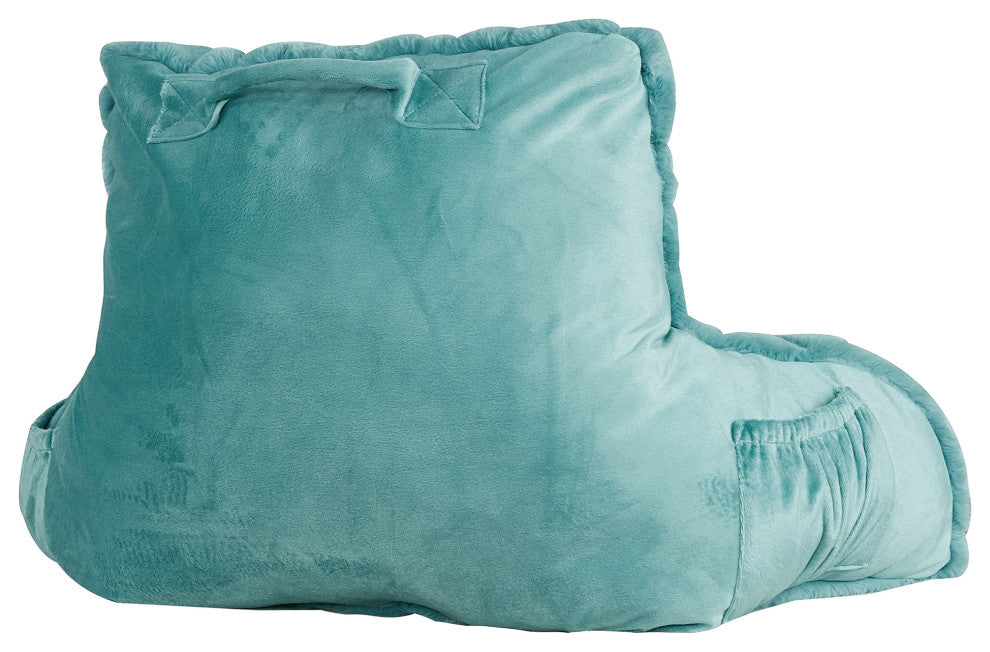 Fox Faux Fur Bedrest, Needs Assembly, Aqua, 20"x18"x17"