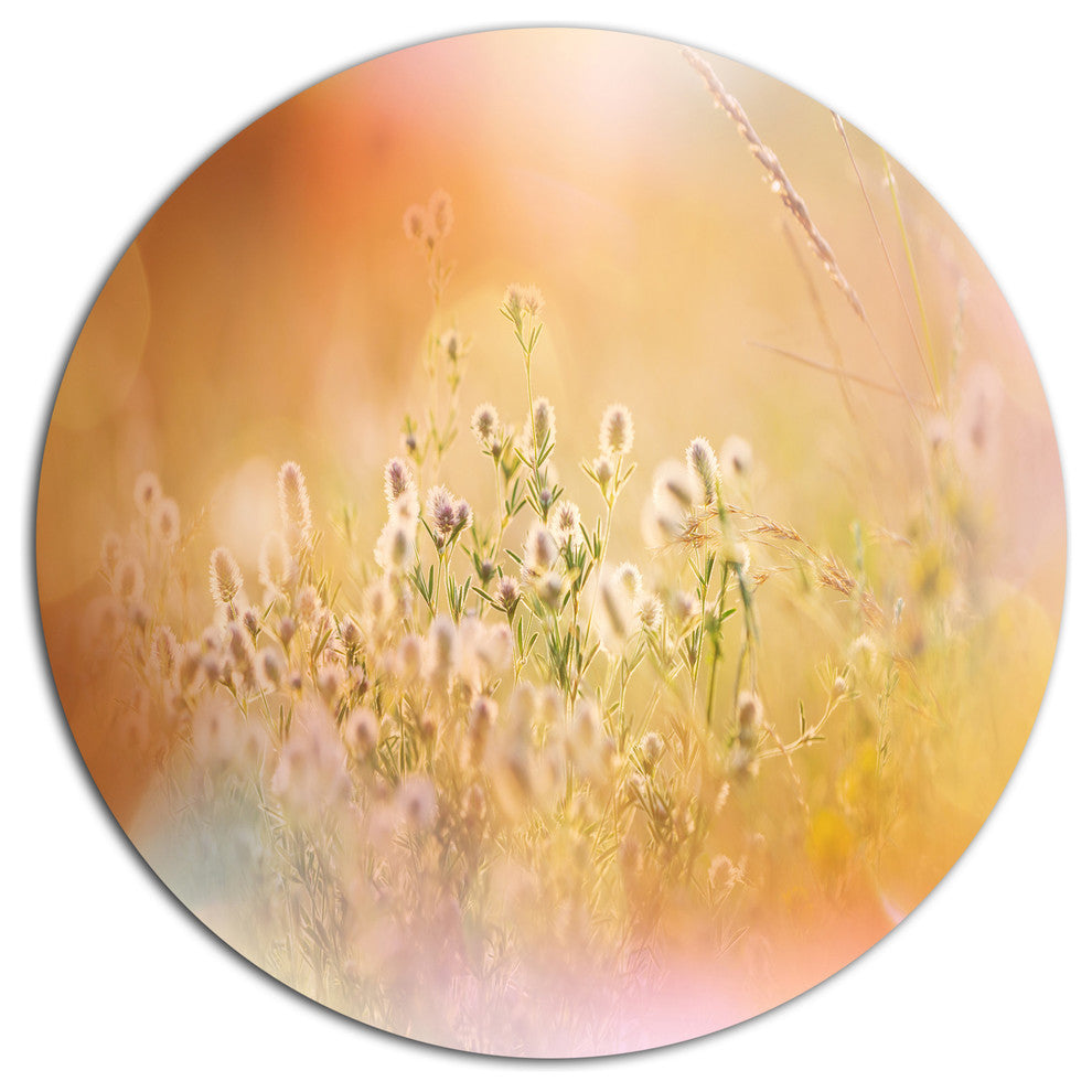 Wild Purple Flowers On Light Background, Flower Round Wall Art, 11"