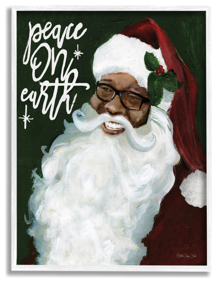 Peace On Earth Phrase Santa Portrait Painting, 16 x 20