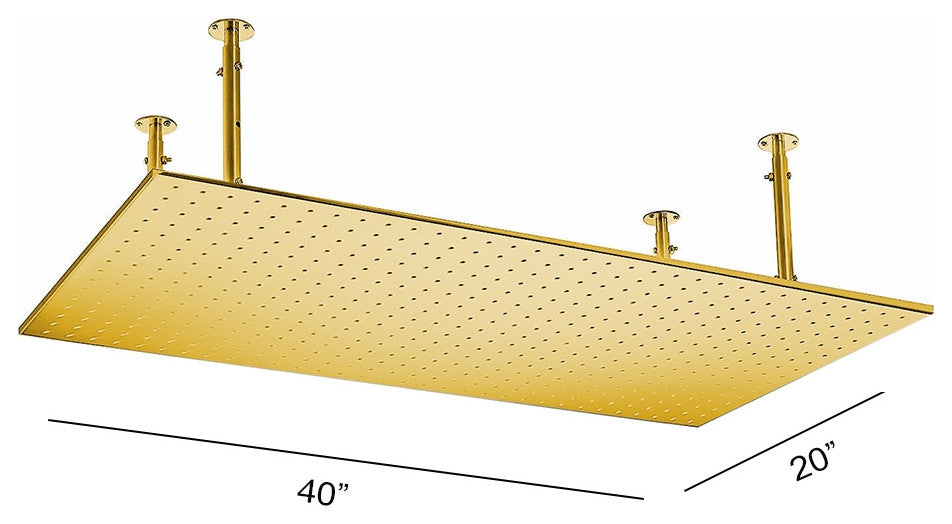 Bathselect 20x40in Ceiling Mount Rain Shower Head, Polished Gold
