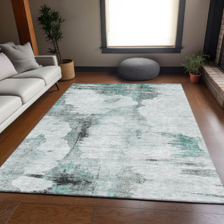 Premium Machine Washable Mayfield AMF710 Teal 9' x 12' Rug
