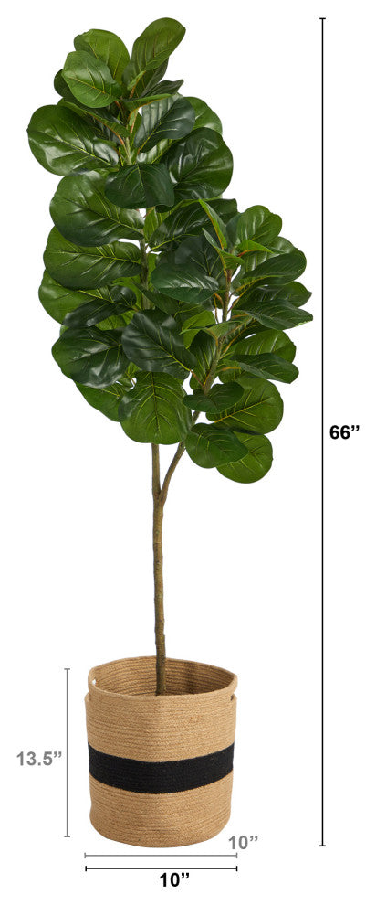T2911 5.5 Fiddle Leaf Fig Artificial Tree in Handmade Natural Cotton Planter