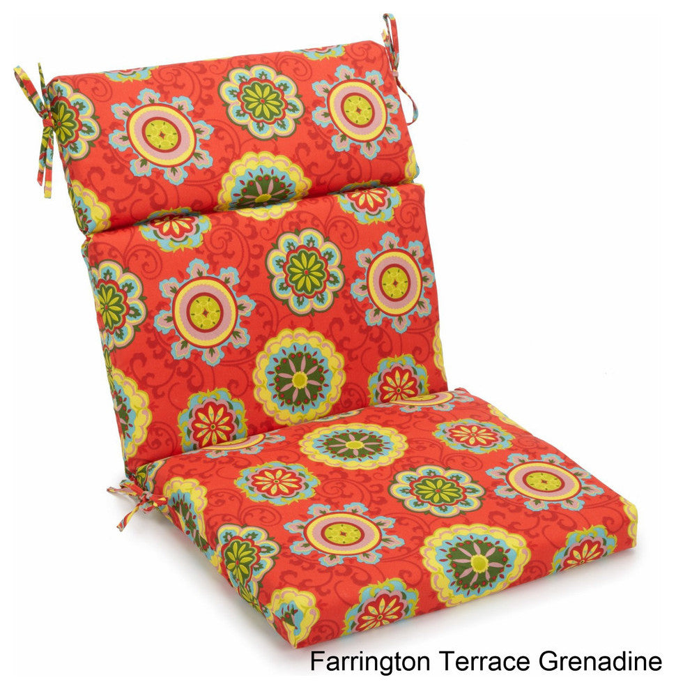 22"x45" Spun Polyester Squared Seat/Back Chair Cushion, Farrington Terrace
