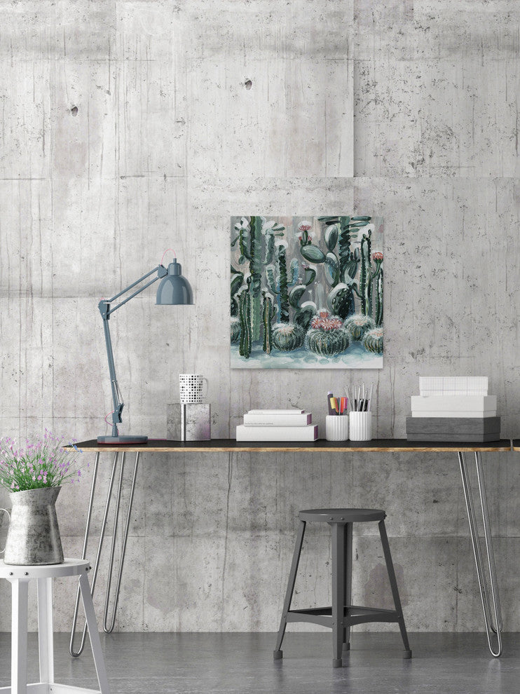 "Cactus Garden III" Painting Print on Wrapped Canvas, 18"x18"