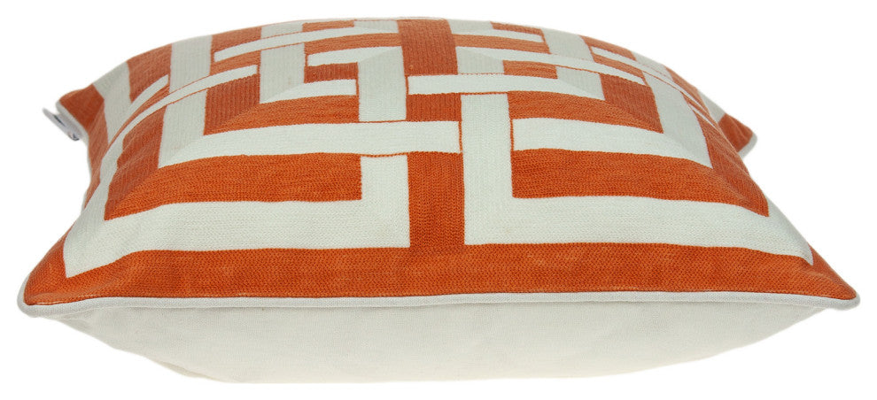 HomeRoots 20" x 0.5" x 20" Transitional Orange And White Accent Pillow Cover