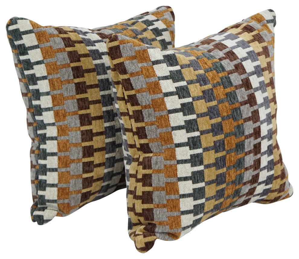 17" Jacquard Throw Pillows With Inserts, Set of 2, Legion Browns