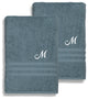 Denzi Bath Towels With Monogrammed Letter, Set of 2, M