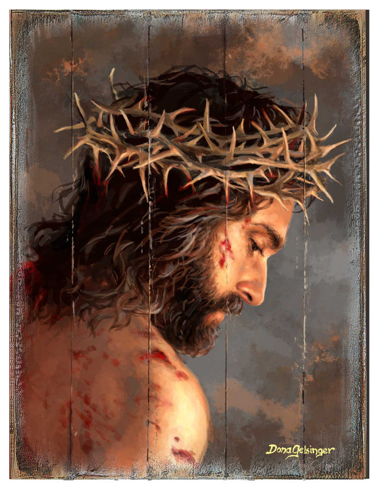Solemn Night Jesus Wooden Wall Art, Medium 18x12