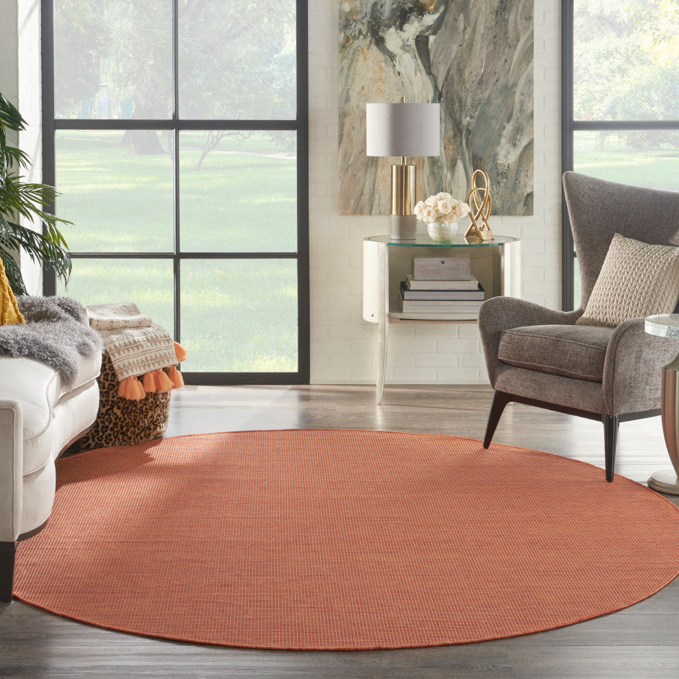Nourison Positano Contemporary Area Rug, Terracotta, 8'xround
