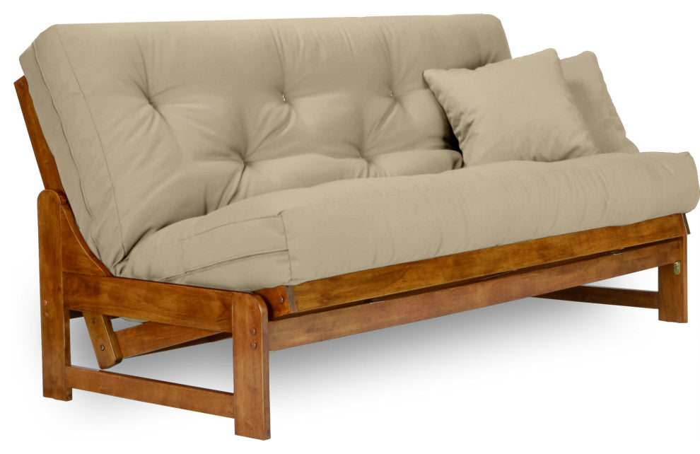 Arden Futon Set - Frame, 8" Mattress, Khaki, Queen