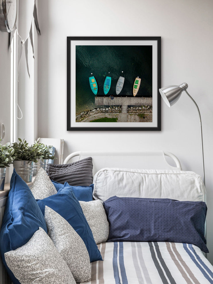 "Four Boats" Framed Print by Karolis Janulis