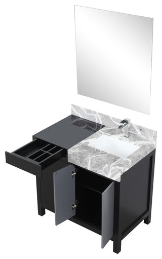 Zilara 36" Black and Grey Single Vanity Set, Monte Chrome Faucet Set