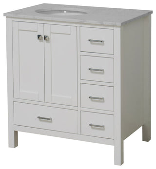 Horizon 36" Bathroom Vanity, White, Engineered Carrara