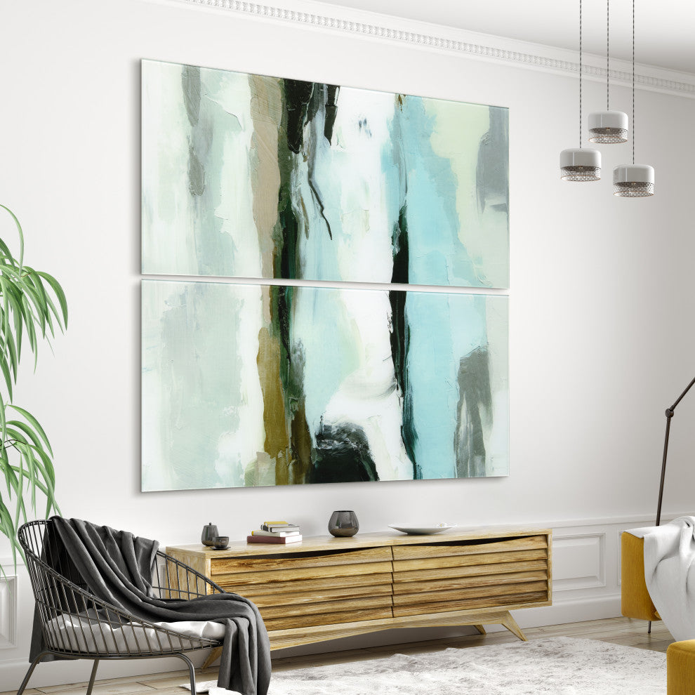 Textured Ocean Tide Frameless Free Floating Tempered Glass Graphic Wall Art Set