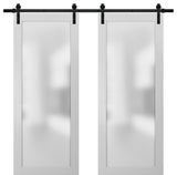 Planum 2102 Interior Closet Double Barn Doors 72x80 White Silk & Hardware 13FT