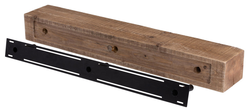Solid Beam Fireplace Mantel Shelf, Aged Oak, 60"
