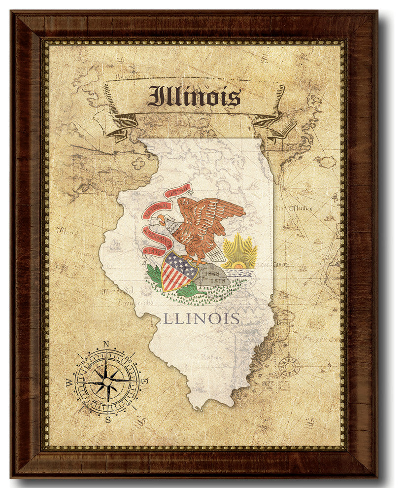 Illinois State Vintage Map, 30"x39"