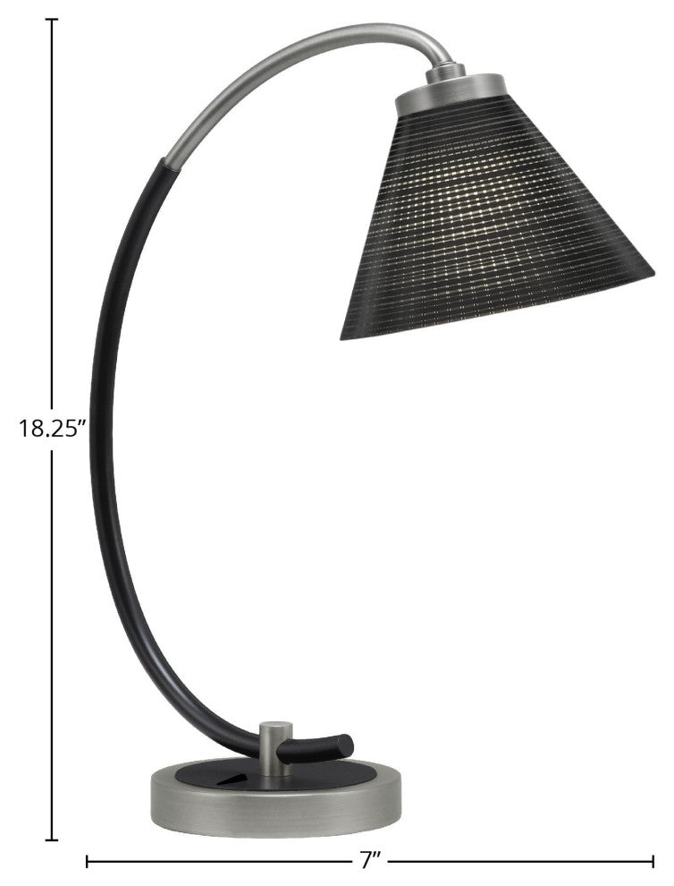 1-Light Desk Lamp, Graphite/Matte Black Finish, 7" Black Matrix Glass