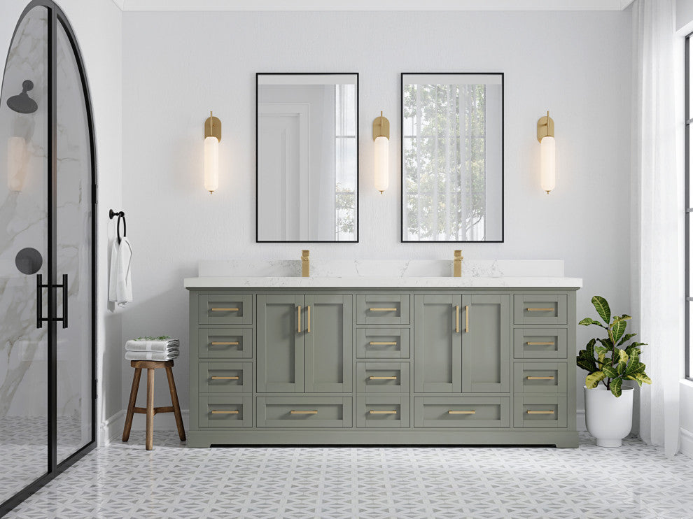 Boston 84 Double Sink Bath Vanity in Evergreen 2" Empira Quartz