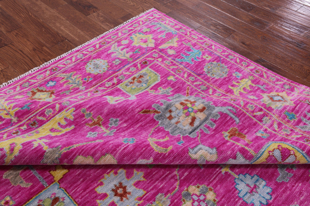 8' Square Hand Knotted Turkish Oushak Wool Rug - Q14950