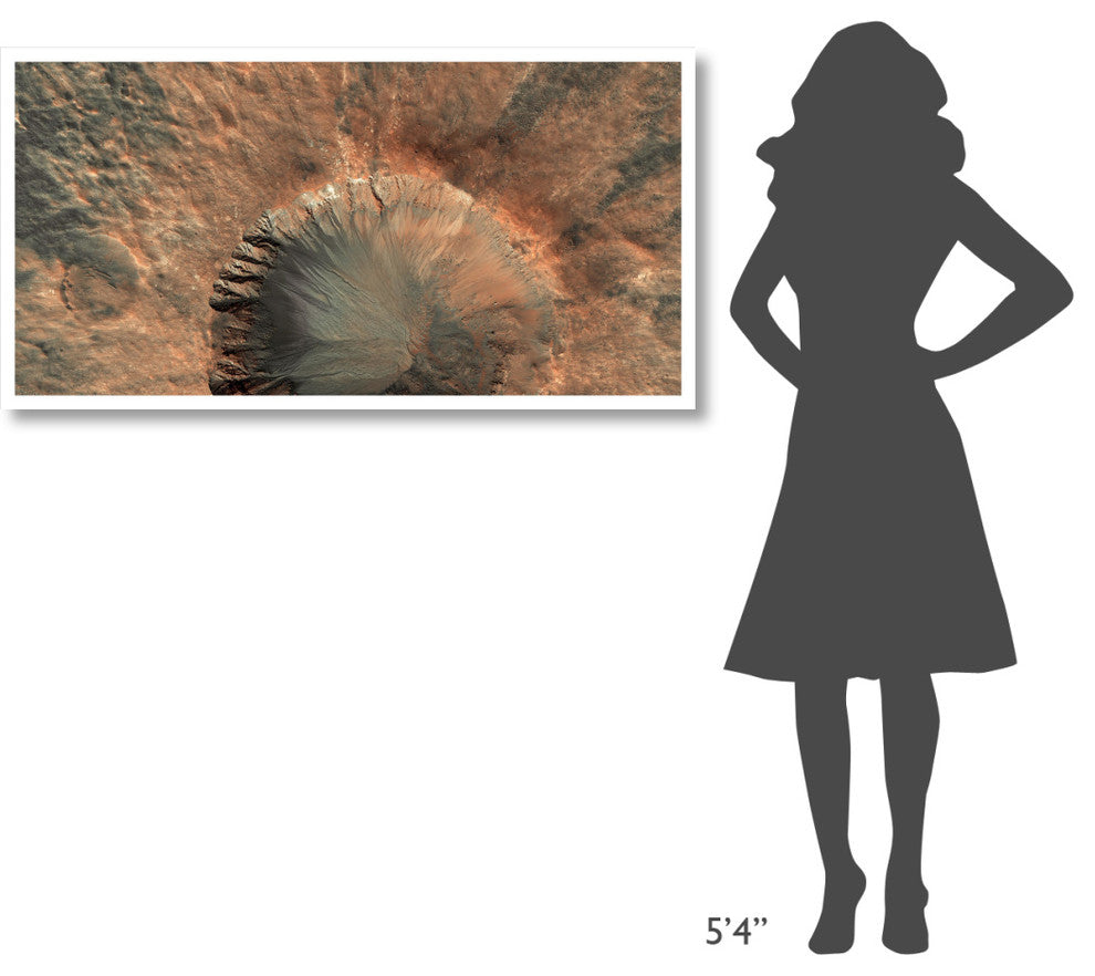 "Mars HiRISE  -  Crater near Sirenum Fossae" Paper Print by NASA, 50"x26"