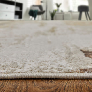 Tripoli Modern Abstract, Ivory/Gold/Brown, 5'x8' Area Rug