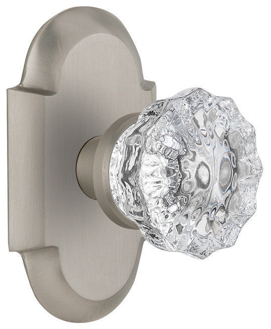 Double Cottage Plate With Crystal Knob, Satin Nickel