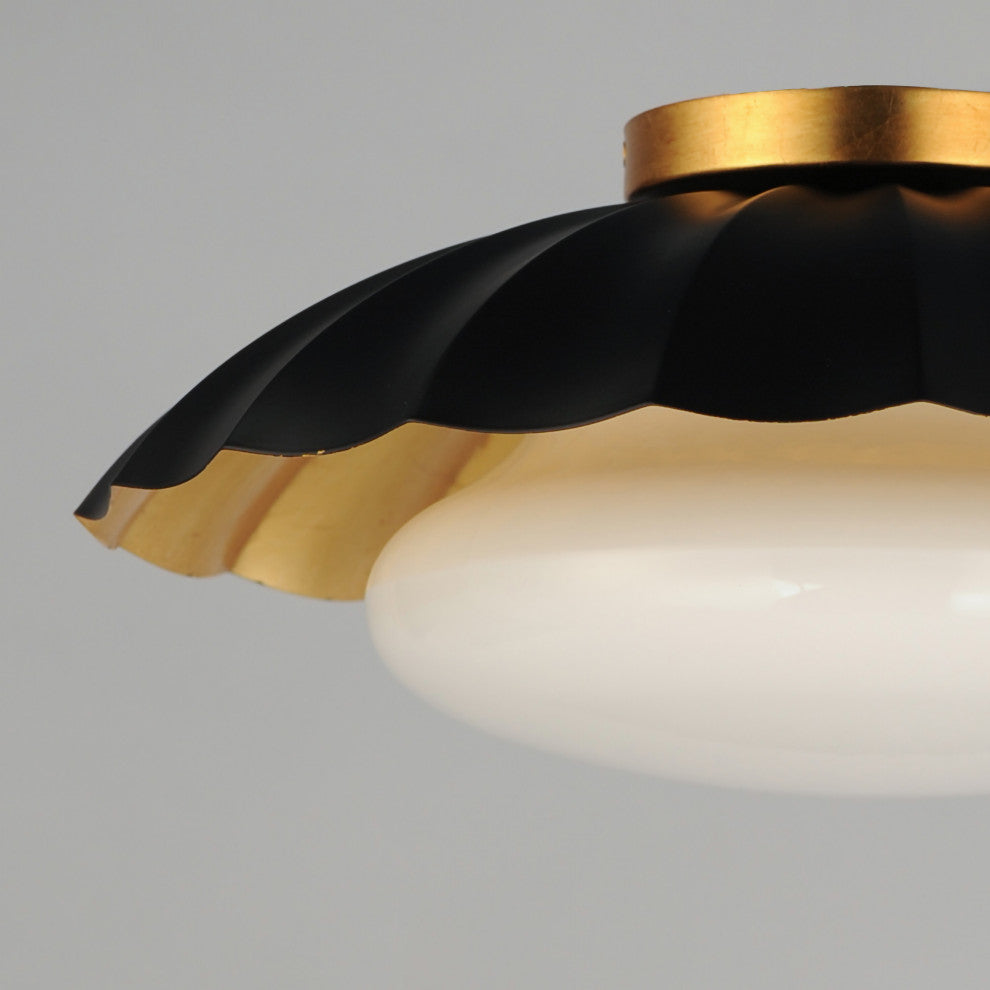 Maxim 18059 Primrose 16"W Flush Mount Ceiling Fixture - Matte White / Gold Leaf