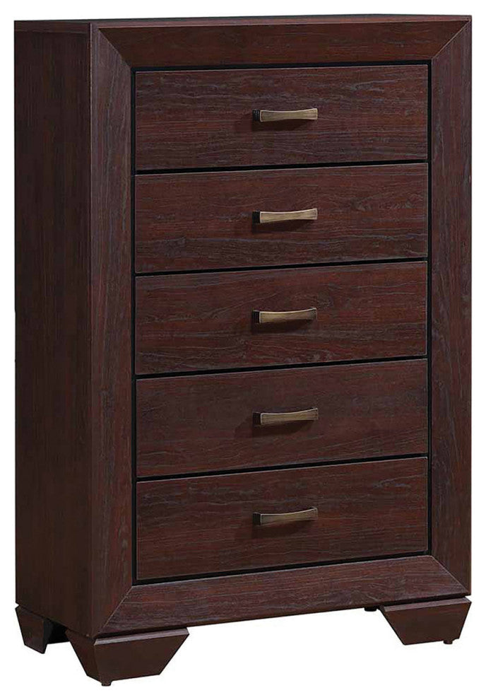 Wood Chest with 5 Drawers, Dark Cocoa