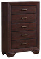 Wood Chest with 5 Drawers, Dark Cocoa