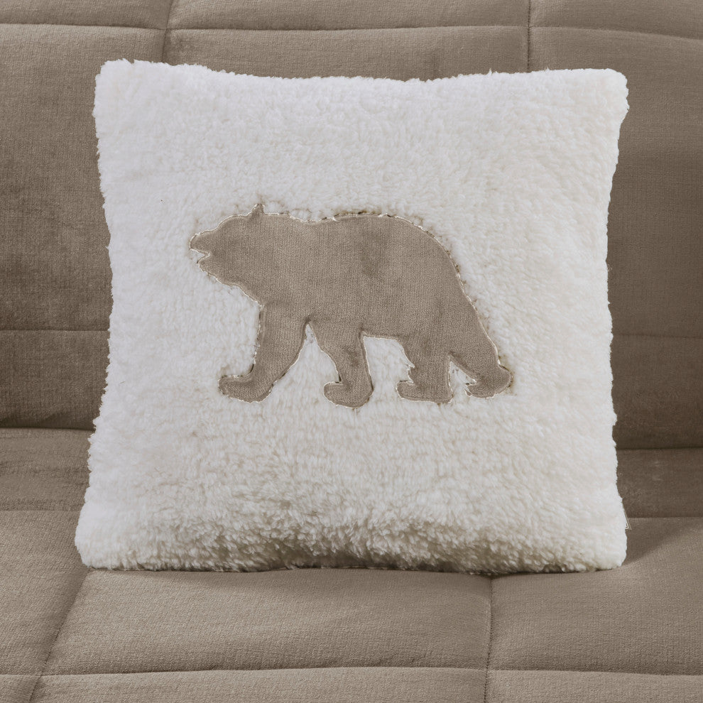 Woolrich Alton Plush to Sherpa Winter Comforter Set, Taupe, King