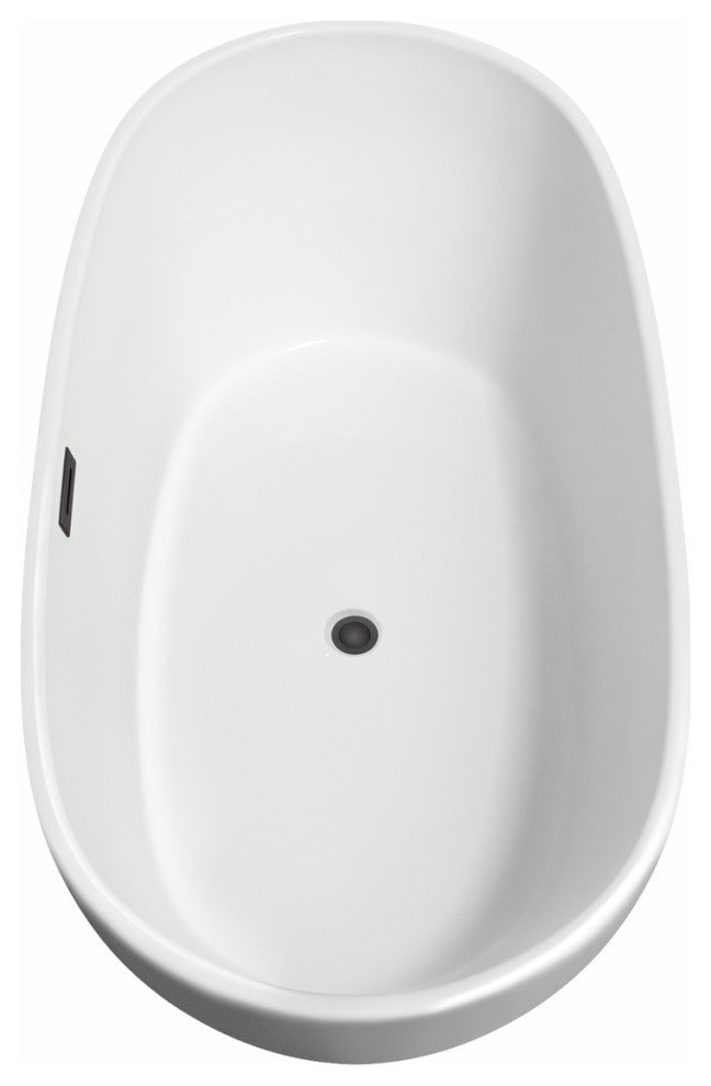 Rebecca 60 to 70" Freestanding Bathtub with options, Matte Black Trim, 60 Inch, Floor Mounted Faucet in Matte Black
